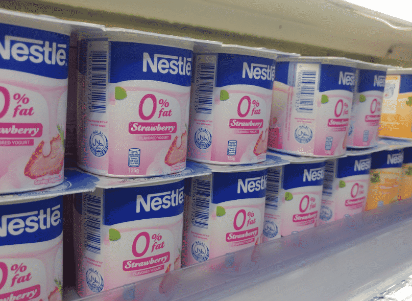 Fruit-flavored yogurt inside a convenient store