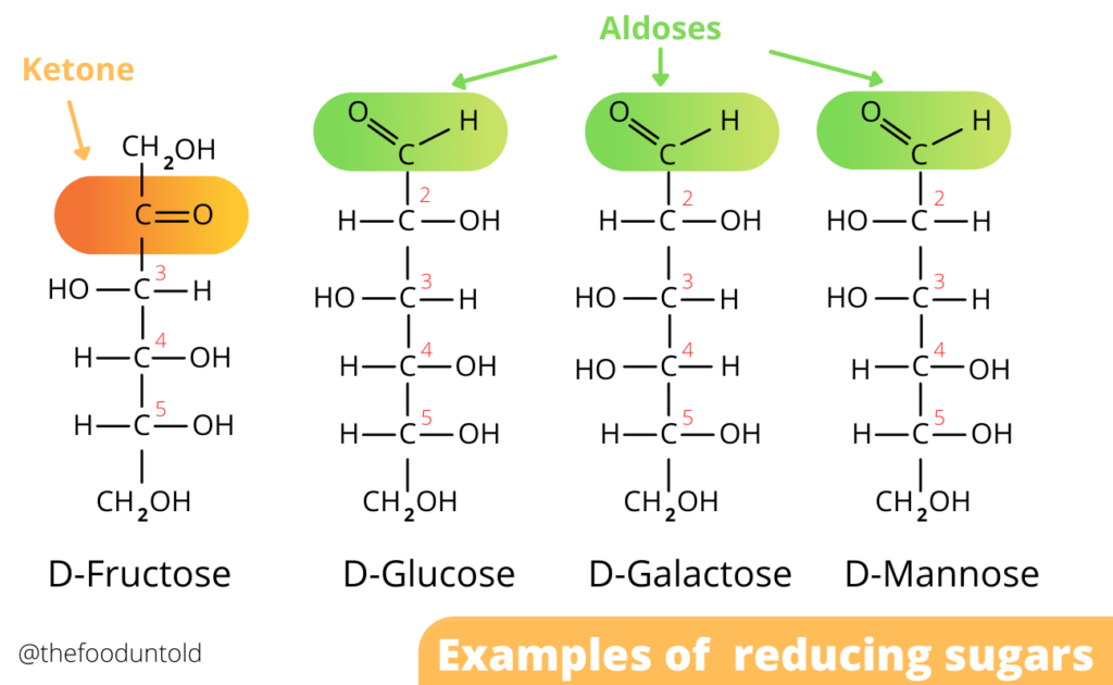 Monosaccharides have a free aldehyde or ketone group and therefore are reducing sugars.